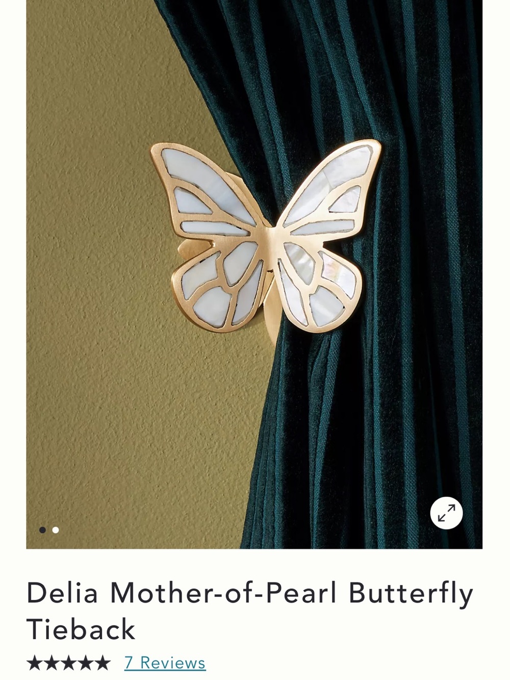 dELiA*s Gold Butterfly Tieback with White Mother-of-Pearl Inlay